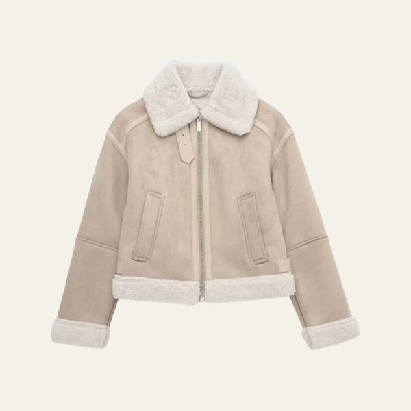 The Aspen Faux-Shearling Collar Cropped Jacket