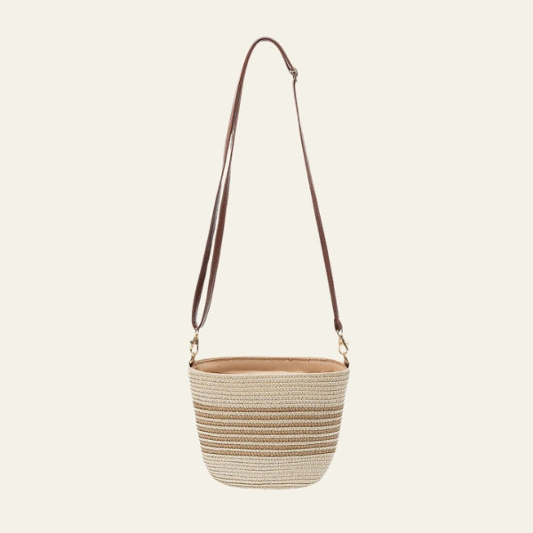 The Sorrento Striped Straw-Effect Crossbody Bag