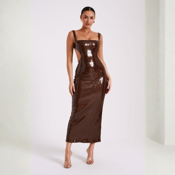 The Capri Cutout-Sequin Maxi Dress