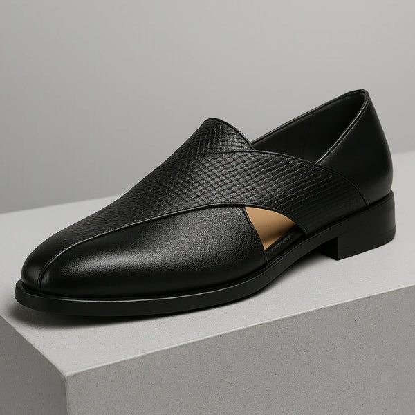 The Riviera Textured Cross-Strap Loafers