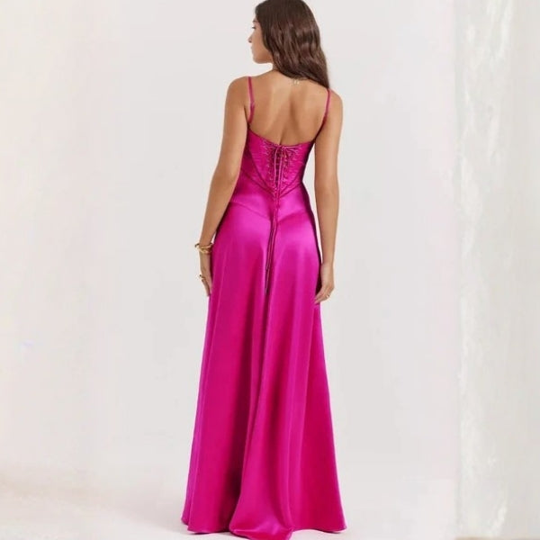 The Mirrorcurve Satin-Finish Maxi Dress