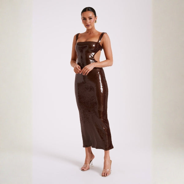 The Capri Cutout-Sequin Maxi Dress