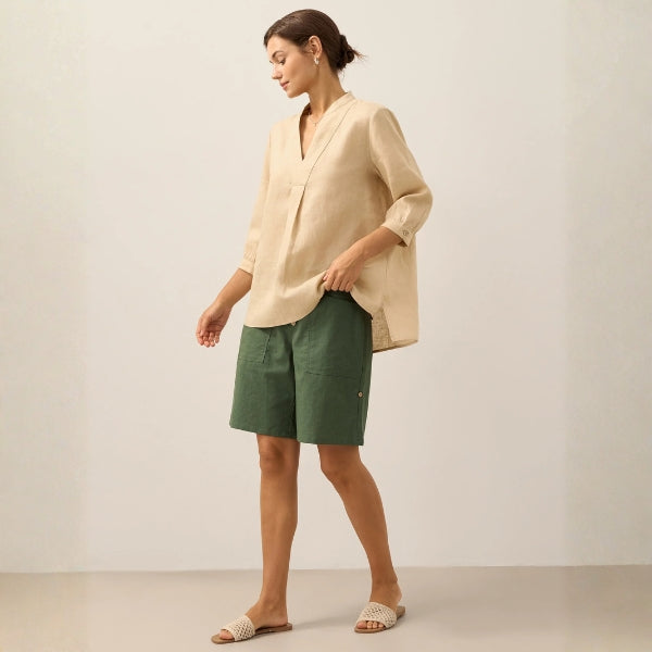 The Santorini Split-Neck Eco-Linen Shirt