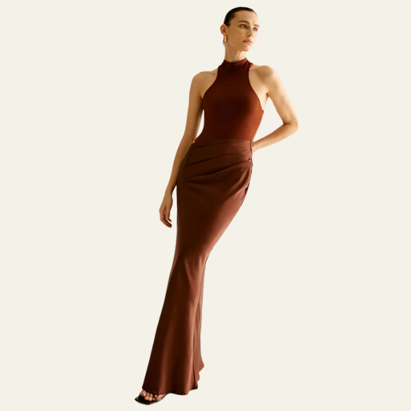 The Madrid Draped Evening Maxi Dress