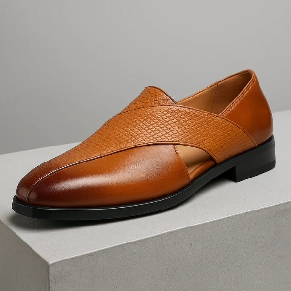 The Riviera Textured Cross-Strap Loafers