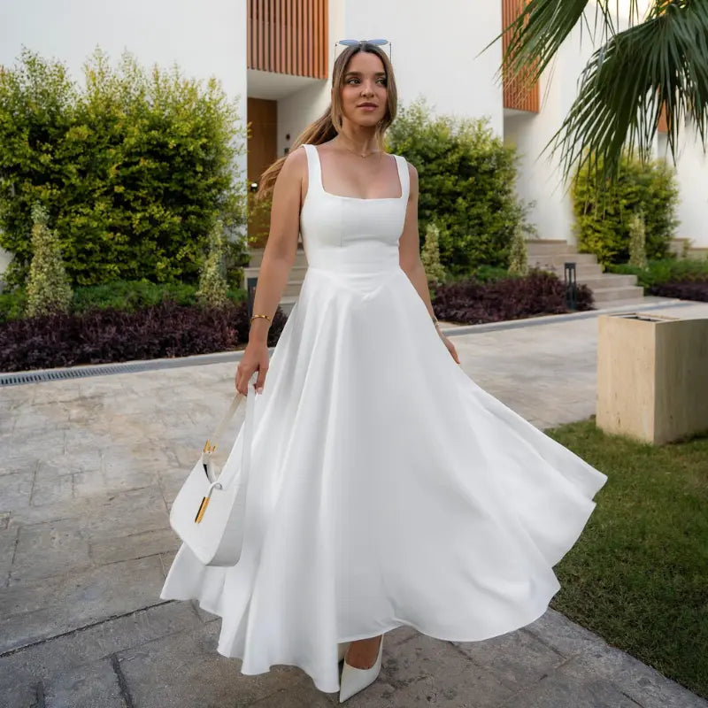 The Valencia Square-Neck Midi Dress