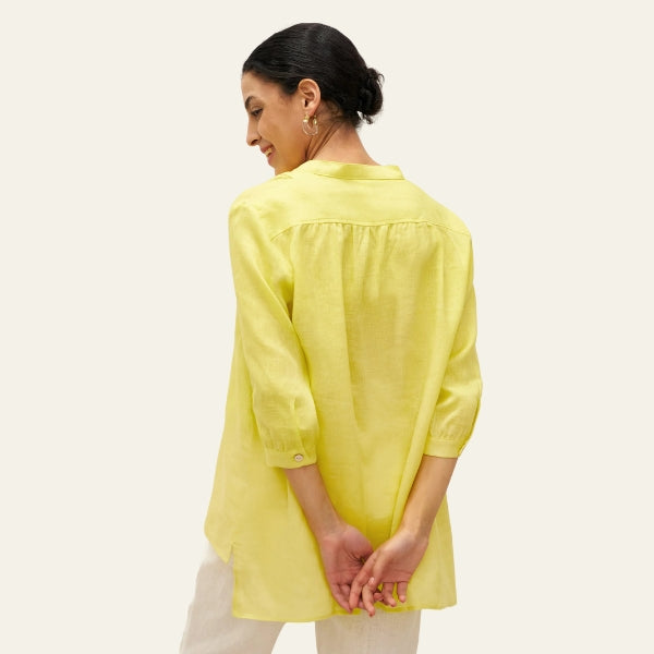 The Santorini Split-Neck Eco-Linen Shirt