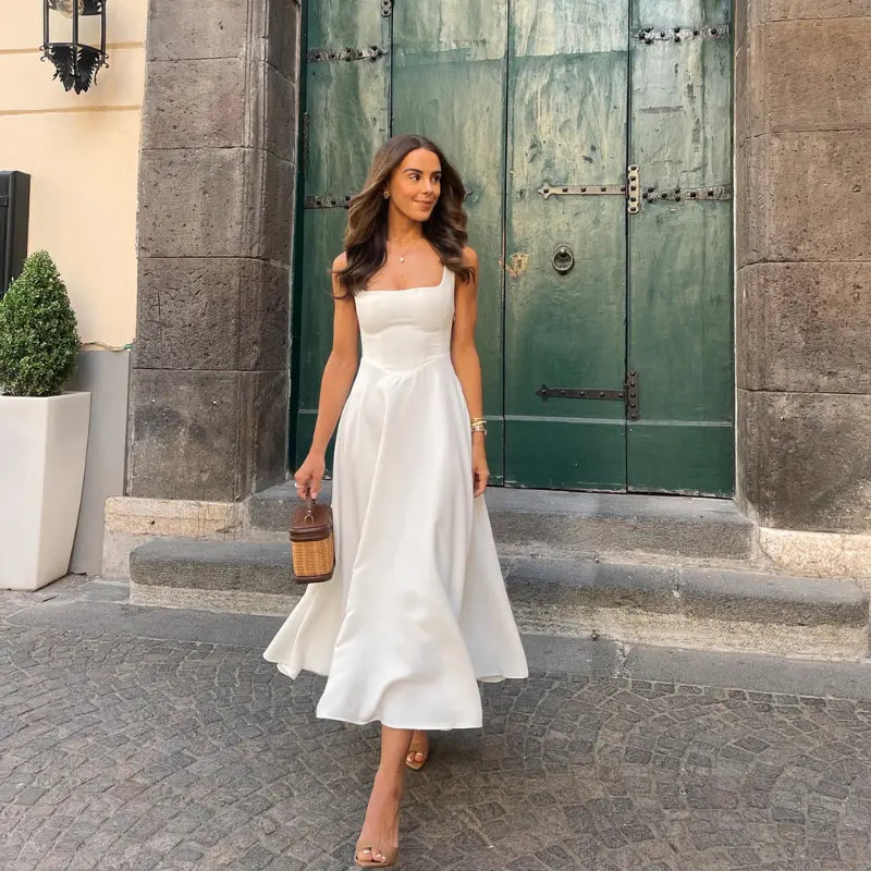 The Valencia Square-Neck Midi Dress