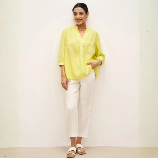 The Santorini Split-Neck Eco-Linen Shirt