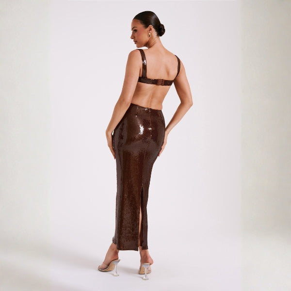 The Capri Cutout-Sequin Maxi Dress