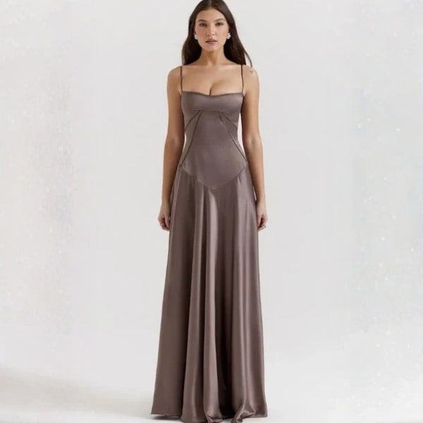 The Mirrorcurve Satin-Finish Maxi Dress