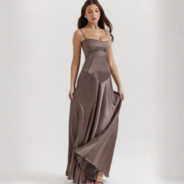 The Mirrorcurve Satin-Finish Maxi Dress