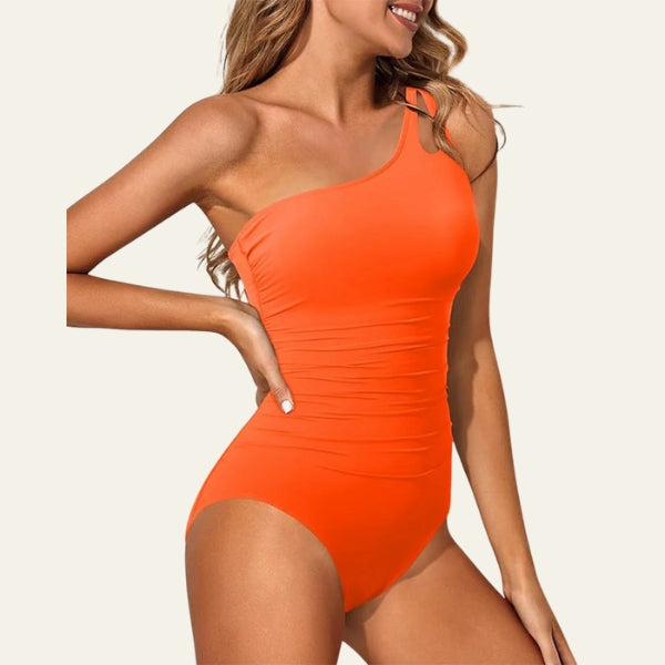 The Capri Ruched One-Shoulder Swimsuit