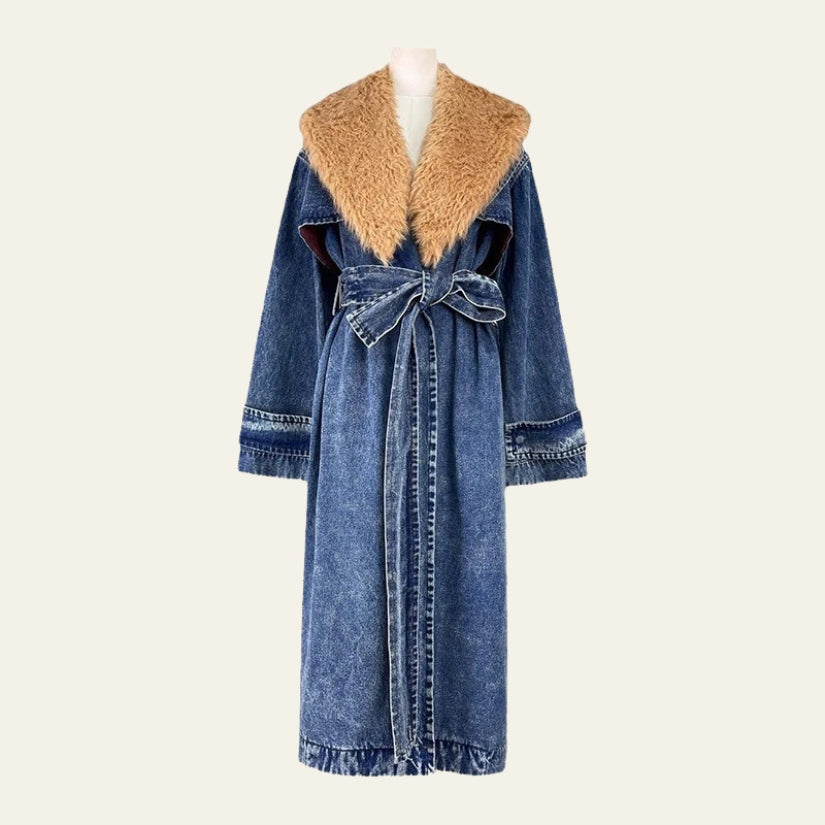 The Aspen Denim Shearling Coat