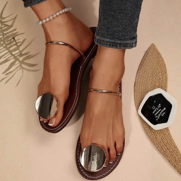 The Riviera Metallic Disc Sandals