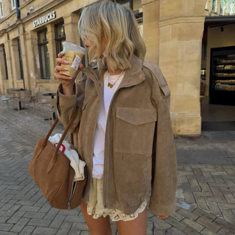The Geneva Suede Bomber Jacket