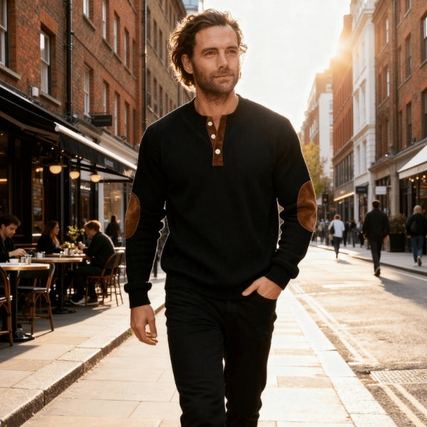 The Jackson Ribbed Henley Sweater