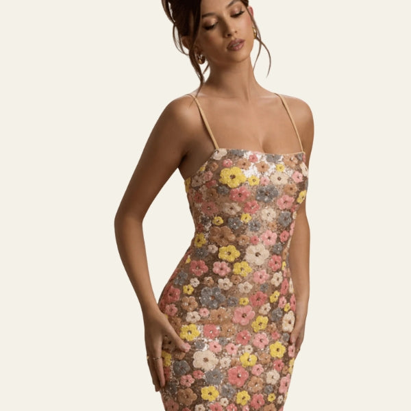The Nerolisia Sequin Floral Maxi Dress