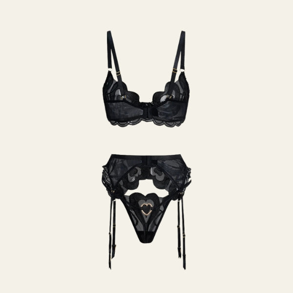 The Valentine Heart-Appliqué Lingerie Set