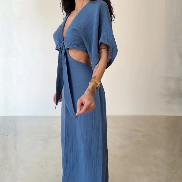 The Santorini Cut-Out Tie-Front Maxi Dress