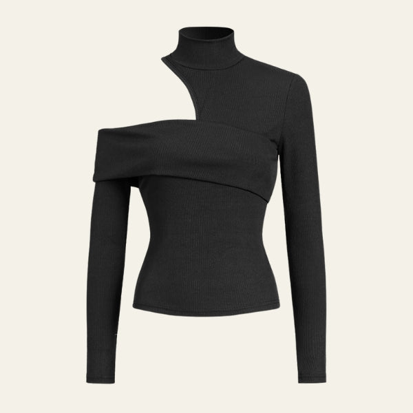 The Verona Asymmetric Ribbed Knit Top