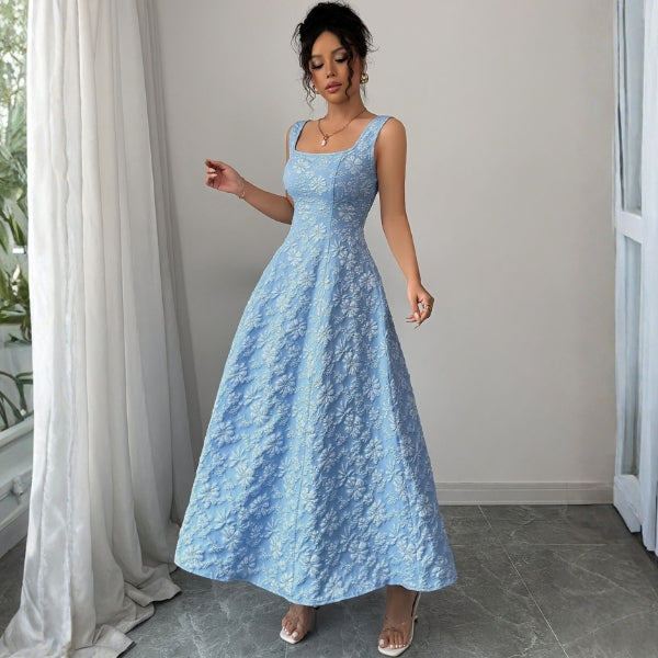 The Santorini Jacquard Floral Maxi Dress