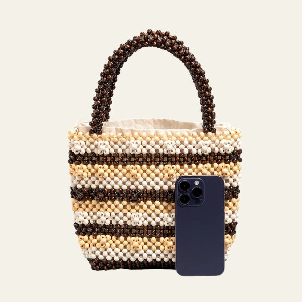 The Bali Striped Beaded Tote Bag