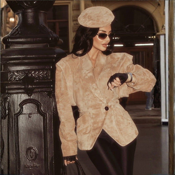 The Aspen Draped-Shoulder Wrap Blazer