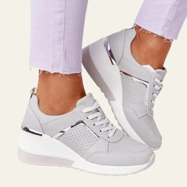 The Verona Metallic-Panel Wedge Sneakers