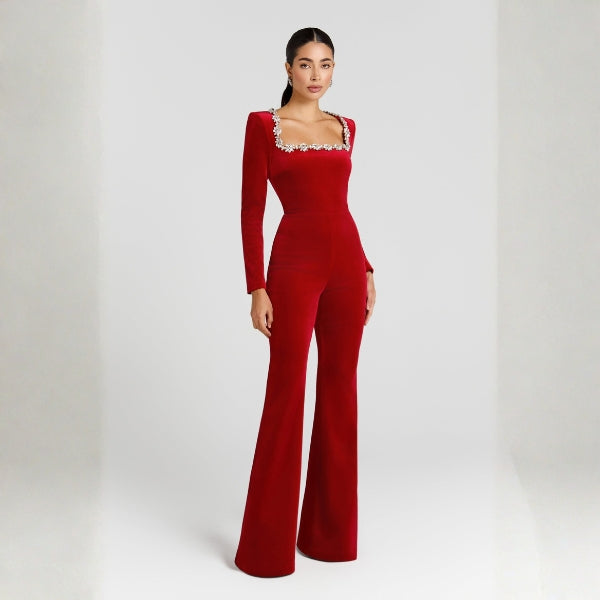 The Monaco Embellished Square-Neck Jumpsuit