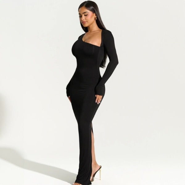 The Milan Asymmetrical Neck Maxi Dress