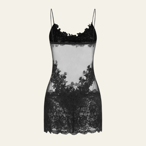 The Verona Sheer Lace Thong Set