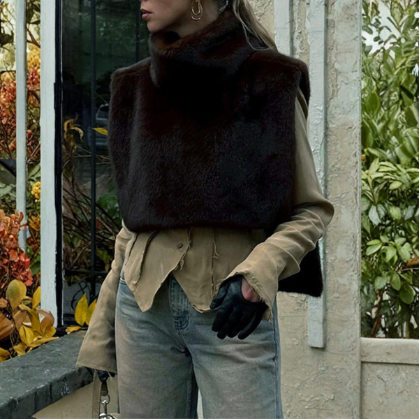 The Arles Faux-Fur Turtleneck Vest