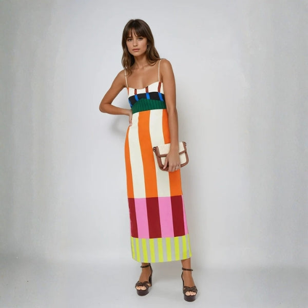 The Bengal Striped Column Maxi Dress