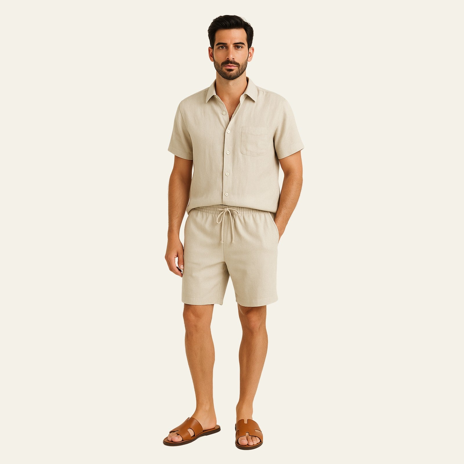 The Riviera Linen Set Beige