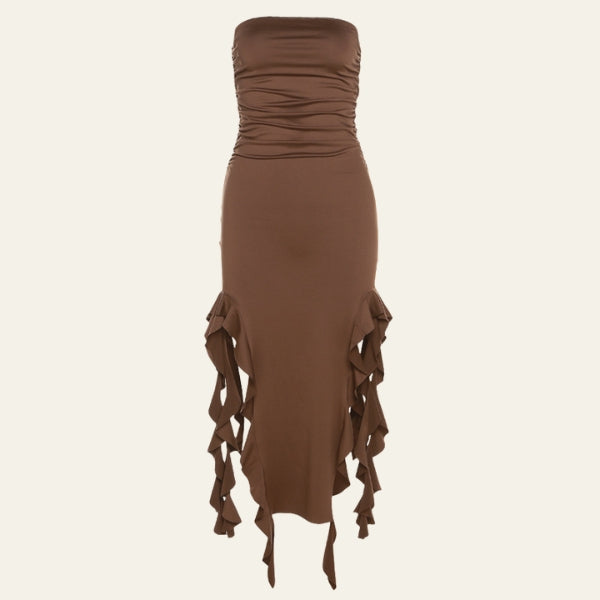 The Ravello Ruffle High-Slit Mini Dress