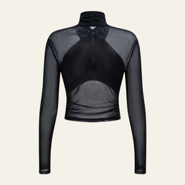 The Santorini Sheer Mesh Cross-Front Top