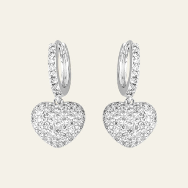 The Riviera Pavé Heart Drop Earrings