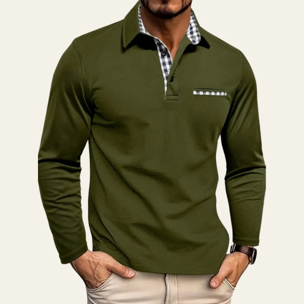 The Hudson Contrast-Placket Long-Sleeve Polo