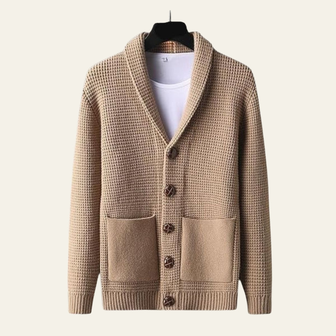 The Aspen Waffle-Knit Shawl Cardigan