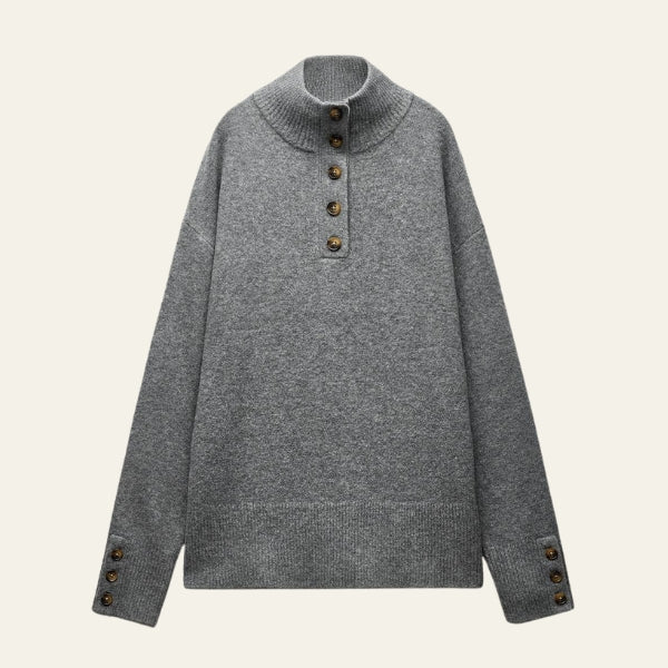 The Oslo Button-Front Textured Knit Sweater