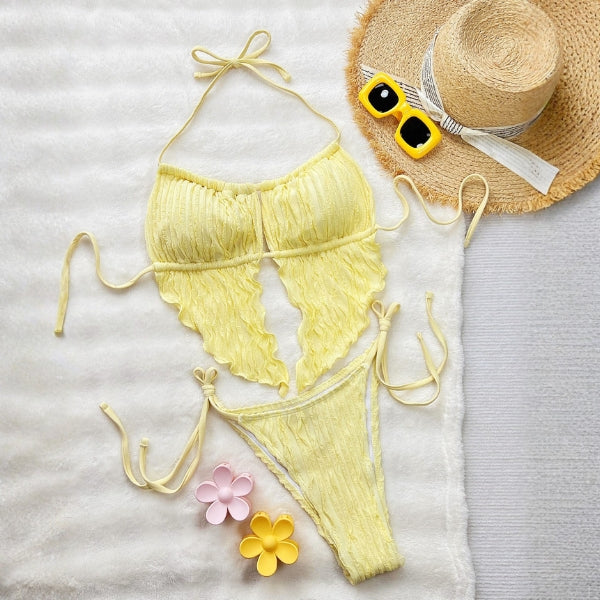 The Tulum Textured Halter Bikini