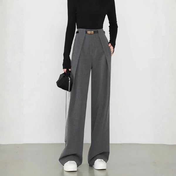 The Zurich Wrap-Waist Pleated Wide-Leg Trouser