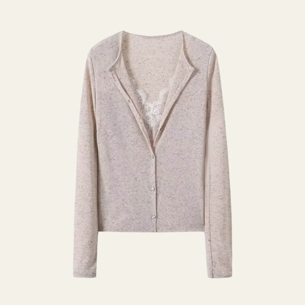 The Paris Lace-Trim Button Cardigan