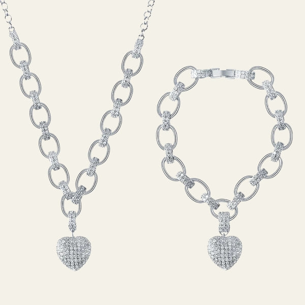 The Pavé Heart Chain Jewelry Set