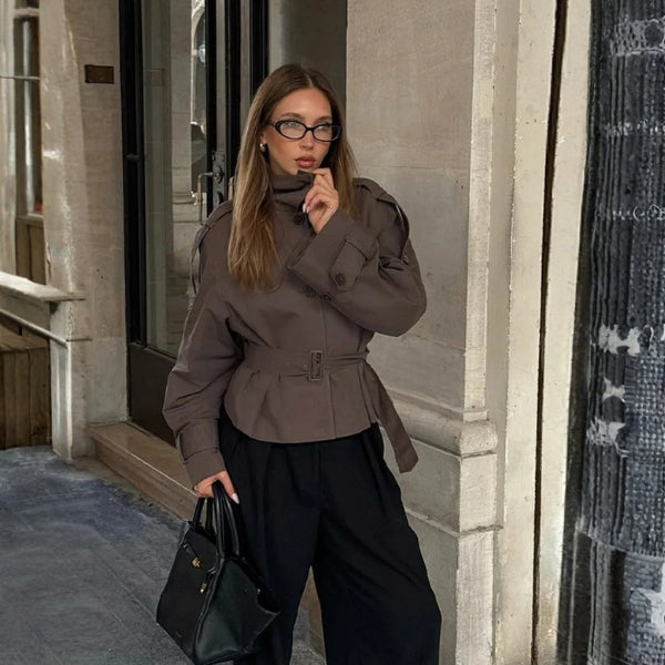 The Florence Belted Cropped Utility Jacket