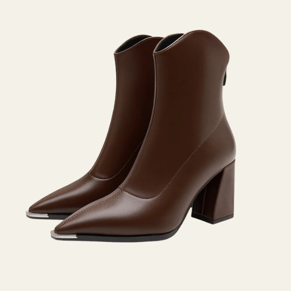 The Milan Pointed-Toe Block Heel Ankle Boots