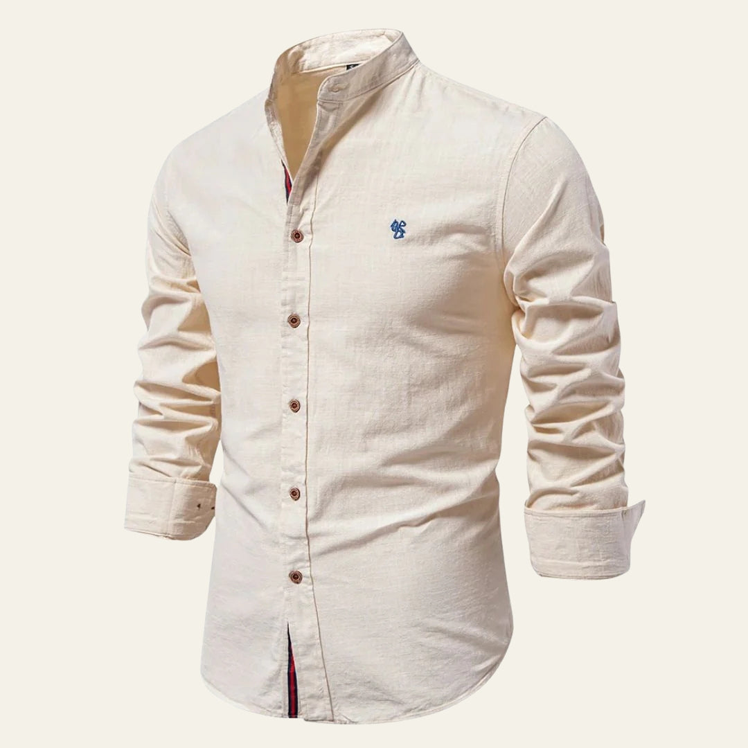 The Capri Soft-Weave Band-Collar Shirt