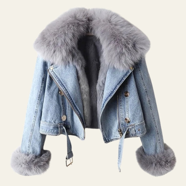 The Aspen Faux-Fur Trim Denim Jacket