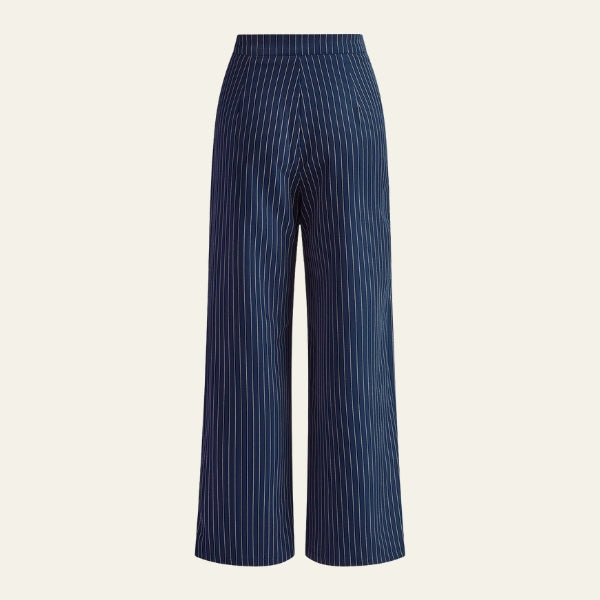 The Milan Pinstriped Wide-Leg Trousers